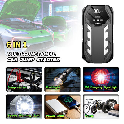 8000mAh Battery Capacity 12V Output Multi Functional Jump Starter with 150PSI Air Compressor for Emergency Vehicle Charging