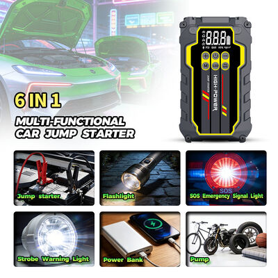 8000mAh 12V Multi Functional Jump Starter with Built-In Tire Pump and 600A Peak Current