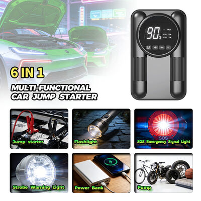 Portable Multi Functional Jump Starter with 8000mAh Battery Capacity 150 PSI Air Compressor and 1000A-1200A Peak Current