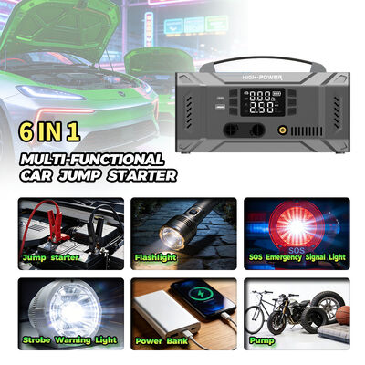 10000mAh 1000A Peak Current Jump Starter Power Station with 150 PSI Air Compressor for Emergency Vehicle Starting
