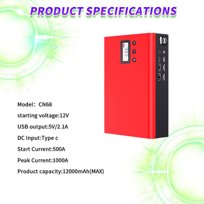 12000mAh 12V Car Battery Booster with 500A Starting Current and 150PSI Air Compressor