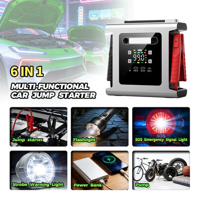 Heavy-Duty 12V/24V Dual Voltage Jump Starter with Built-In Air Pump and 64000mAh Capacity for Cars and Trucks