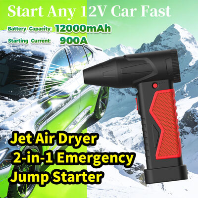 12000mAh Multi Functional Jump Starter with Built-In Air Compressor and Flame-Retardant ABS + PC Housing