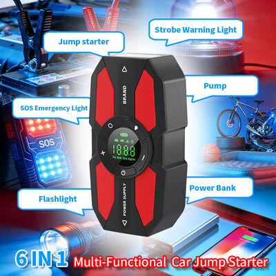 Rechargeable 12V Jump Starter with 600A Peak Current 150PSI Digital Air Compressor and Built-in LED Torch