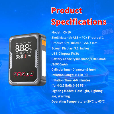2400A Peak Current Multi-Function Jump Starter with 150PSI Air Compressor and 16000mAh Battery