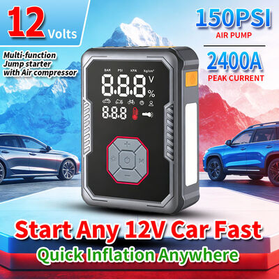 2400A Peak Current Multi Functional Jump Starter with 150PSI Digital Air Compressor and 16000mAh Battery Capacity