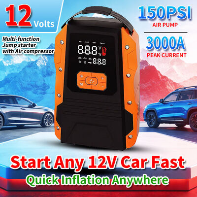20000mAh 3000A Peak Current Multi Functional Jump Starter with 150PSI Air Compressor and Tire Pump
