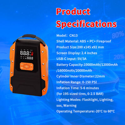 20000mAh 3000A Peak Current Multi Functional Jump Starter with 150PSI Air Compressor and Tire Pump