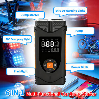 Compact 8000mAh Battery Jump Starter with 150 PSI Tire Inflator and LCD Digital Display