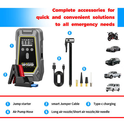 Compact 12V Dual-Start Jump Starter with 12000mAh High-Density Lithium Battery Built-in LED Torch and Over-current Protection