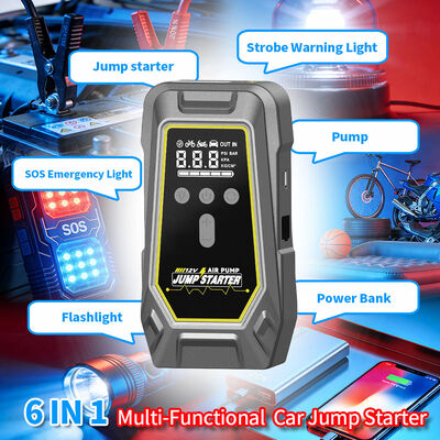 Compact 12V Dual-Start Jump Starter with 12000mAh High-Density Lithium Battery Built-in LED Torch and Over-current Protection