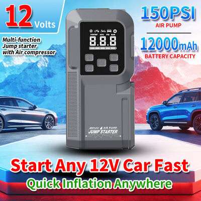 12000mAh Battery Multi-Function Jump Starter with 150 PSI Air Compressor and LED Emergency Light