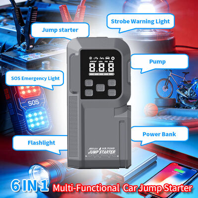 12000mAh Battery Multi-Function Jump Starter with 150 PSI Air Compressor and LED Emergency Light