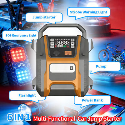 53600mAh 6000A Peak Current Multi Functional Jump Starter with Digital Tire Inflator for Heavy-Duty Vehicles