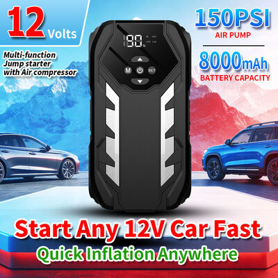 Portable Automotive Jump Starter with 8000mAh Battery Tire Pump and LED Flashlight