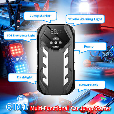 Portable Automotive Jump Starter with 8000mAh Battery Tire Pump and LED Flashlight