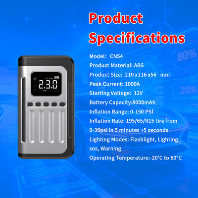8000mAh Multi-Function Jump Starter with 150 PSI Air Compressor and Emergency Power Supply