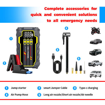 8000mAh 12V Portable Jump Starter with Built-In Air Inflator for Cars and Vehicles