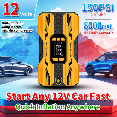 Multi-Function 8000mAh Automotive Jump Starter with Built-In Air Compressor for 12V Vehicles