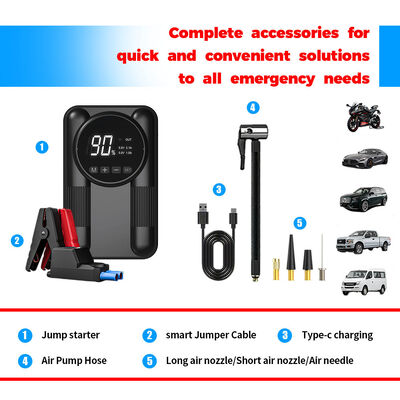 Portable 8000mAh Car Jump Starter with 150 PSI Air Compressor and 12V Vehicle Compatibility