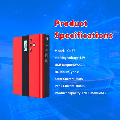 12000mAh High-Power Car Jump Starter with 1000A Peak Current and 150 PSI Tire Inflator Portable Power Bank