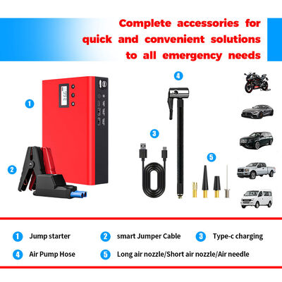 12000mAh Vehicle Battery Booster Pack with Air Compressor and USB Charger