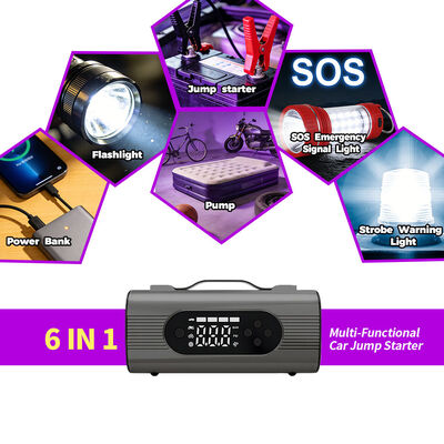 8000mAh Battery Car Jump Starter with 150 PSI Air Compressor and Multi-function Emergency Light