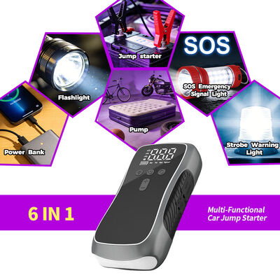 Portable 12V Car Jump Starter with 150 PSI Air Compressor and 8000mAh Lithium Battery Power Bank