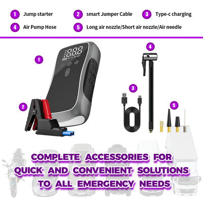 Portable 12V Car Jump Starter with 150 PSI Air Compressor and 8000mAh Lithium Battery Power Bank