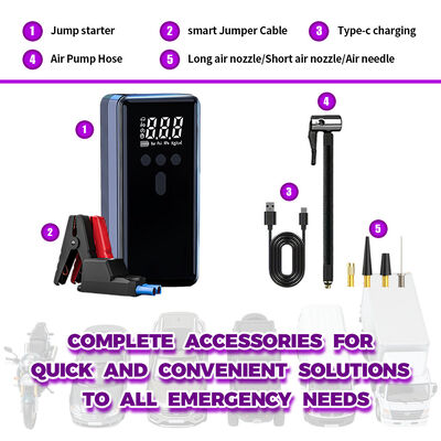 12V Portable Car Jump Starter with 1000A Peak Current and 150PSI Air Compressor Featuring Digital Display