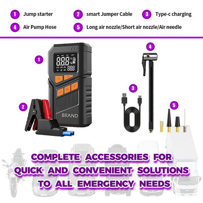 1800A Peak Current Car Jump Starter with 150PSI Air Compressor and 2.4 Inch Digital Display