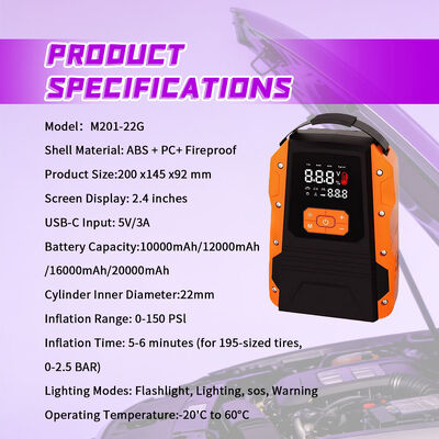 3000A Peak Current 12V Car Jump Starter with 150PSI Air Compressor and Digital Display