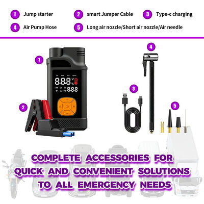 8000mAh Battery 150 PSI Air Compressor Car Jump Starter with 2.4-inch Digital Display and LED Light