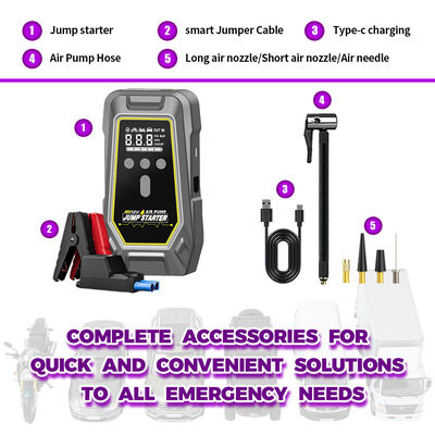 8000mAh Battery Capacity 150 PSI Air Compressor Car Jump Starter with Multiple LED Lighting Modes and Portable Power Bank
