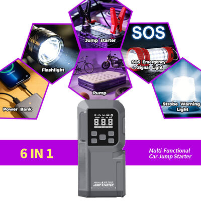 Portable 12V Car Jump Starter with 1000A Peak Power 150 PSI Tire Pump and 8000mAh Battery