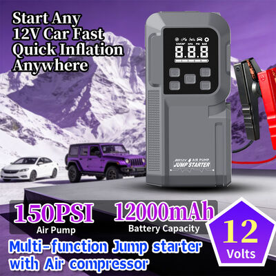 Portable 12V Car Jump Starter with 1000A Peak Power 150 PSI Tire Pump and 8000mAh Battery