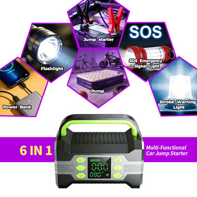 24000mAh Car Jump Starter with 150 PSI Tire Compressor and Multi-function LED Lighting Portable Power Bank