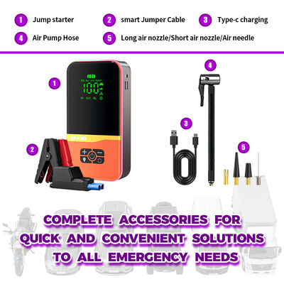 600A Peak Current Vehicle Jump Starter with Built-in 150 PSI Air Compressor and 30000mAh Battery Capacity