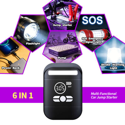 Portable 8000mAh Car Jump Starter with 150 PSI Air Compressor and 1000A Peak Current for Emergency Power