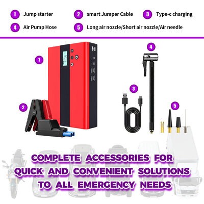 1000A Peak Current 12V Car Jump Starter with 150 PSI Air Compressor and 12000mAh Portable Power Bank