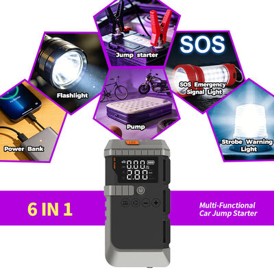 Portable 8000mAh Car Jump Starter with 1000A Peak Current and 150PSI Air Pump for Emergency Vehicle Starting