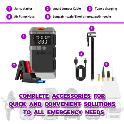 Portable 8000mAh Car Jump Starter with 1000A Peak Current and 150PSI Air Pump for Emergency Vehicle Starting