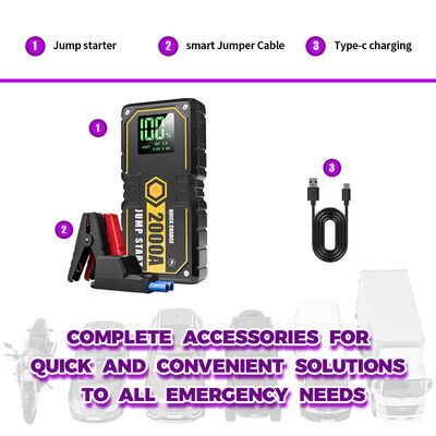 12V Portable Battery Booster with 600A Peak Current 8000mAh Capacity and QC3.0 Fast Charging for Cars