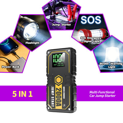 12V Portable Battery Booster with 600A Peak Current 8000mAh Capacity and QC3.0 Fast Charging for Cars