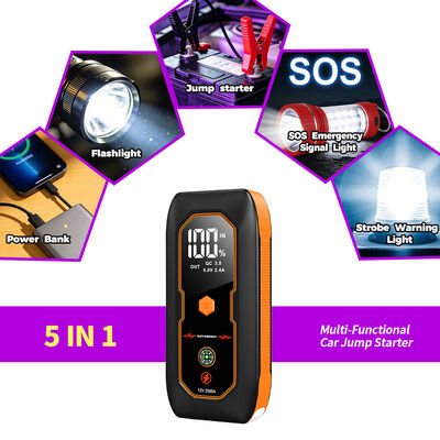 Portable Car Jump Starter with 600A Peak Current 8000mAh Battery and QC3.0 Fast Charging