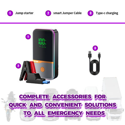 12V Compact Car Jump Starter with 600A Peak Current, 20000mAh Battery, and Digital Display for Emergency Power