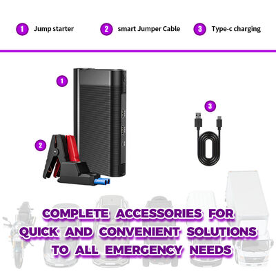 12V Compact Car Jump Starter with 600A Peak Current 8000mAh Battery and LED Flashlight