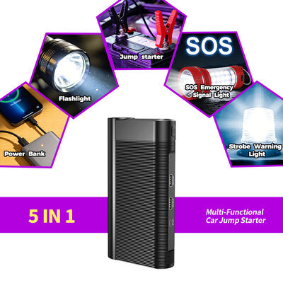 12V Compact Car Jump Starter with 600A Peak Current 8000mAh Battery and LED Flashlight