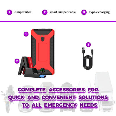 Portable 12V Car Jump Starter with 600A Peak Power 6400mAh Battery LED Display and Emergency Light