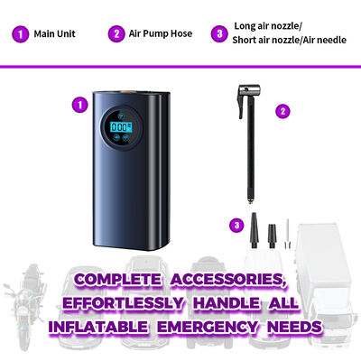 80W Mini Air Pump with Digital Display and Dual Battery - Portable Rechargeable Tire Inflator